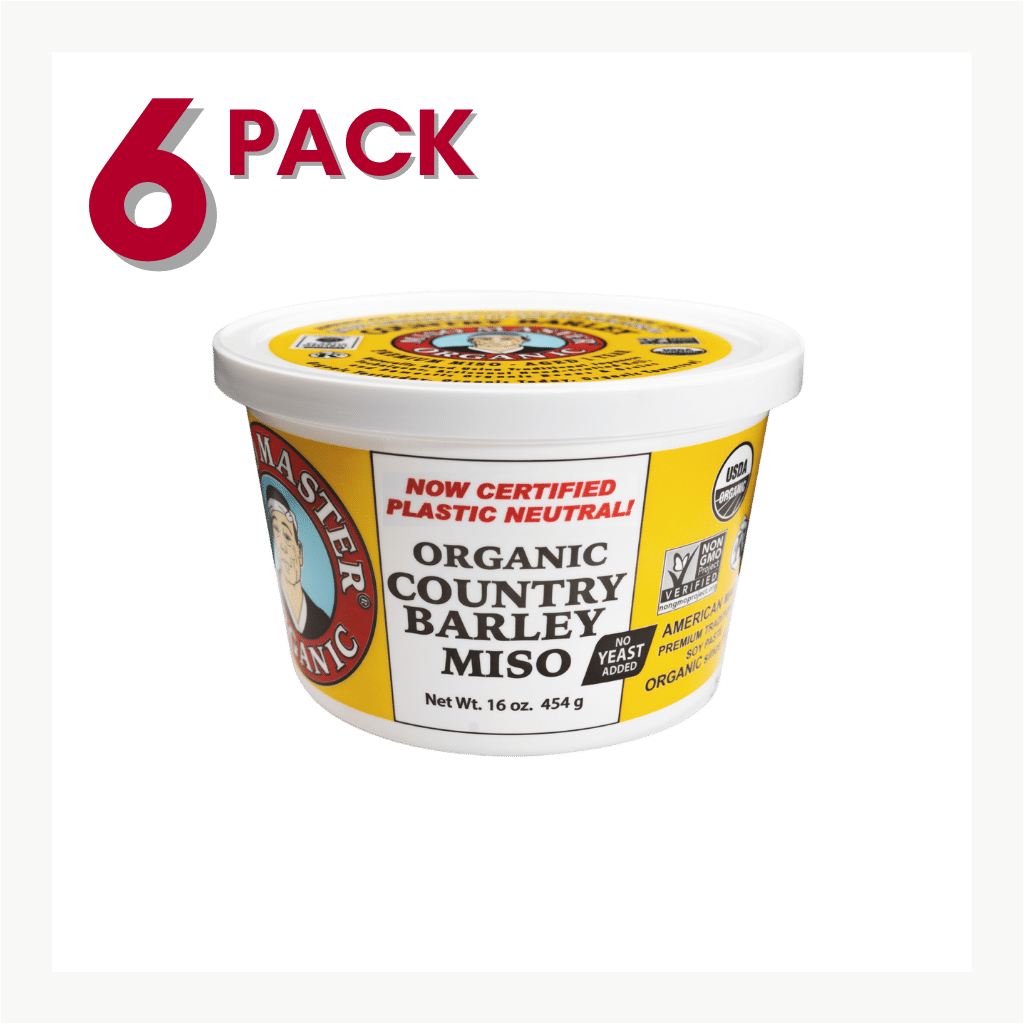 BARLEY MISO PASTE, USDA ORGANIC, KOSHER, VEGAN, NON GMO, PLASTIC NEUTRAL, MISO MASTER HANDCRAFTED MISO PASTE, WHOLESALE 16 OZ 6 PACK