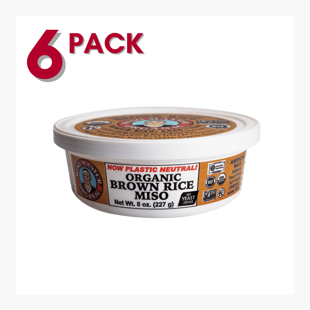 MISO, MISO PASTE, ORGANIC MISO, BROWN RICE MISO PASTE, USDA ORGANIC, KOSHER, VEGAN, NON GMO, NSF GLUTEN-FREE, PLASTIC NEUTRAL, MISO MASTER HANDCRAFTED MISO PASTE, WHOLESALE 8OZ 6PACK