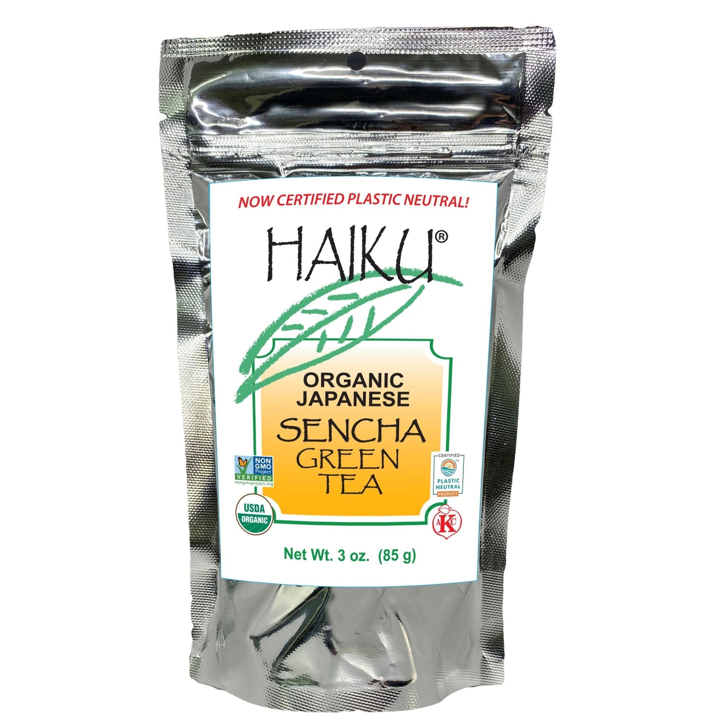 SENCHA GREEN TEA, LOOSE TEA, USDA ORGANIC, KOSHER, NON-GMO, VEGAN, PLASTIC NEUTRAL, HAIKU ORGANIC JAPANESE TEAS BRAND, WHOLESALE, 6 PACK 3 OZ BAGS