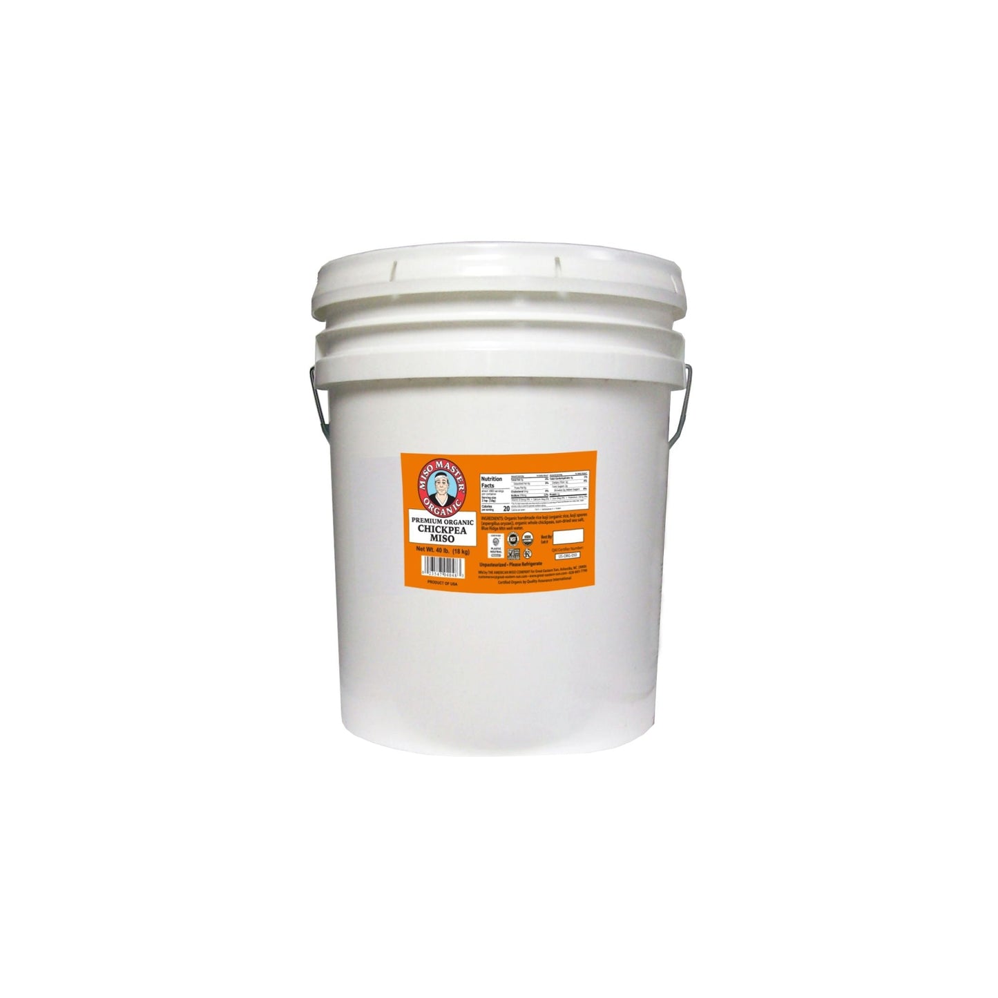 MISO, MISO PASTE, ORGANIC MISO, CHICKPEA MISO, ORGANIC MISO, KOSHER MISO, GLUTEN FREE MISO, SOY FREE MISO, MISO MASTER ORGANIC CHICKPEA MISO PASTE 40 lb BUCKET - WHOLESALE