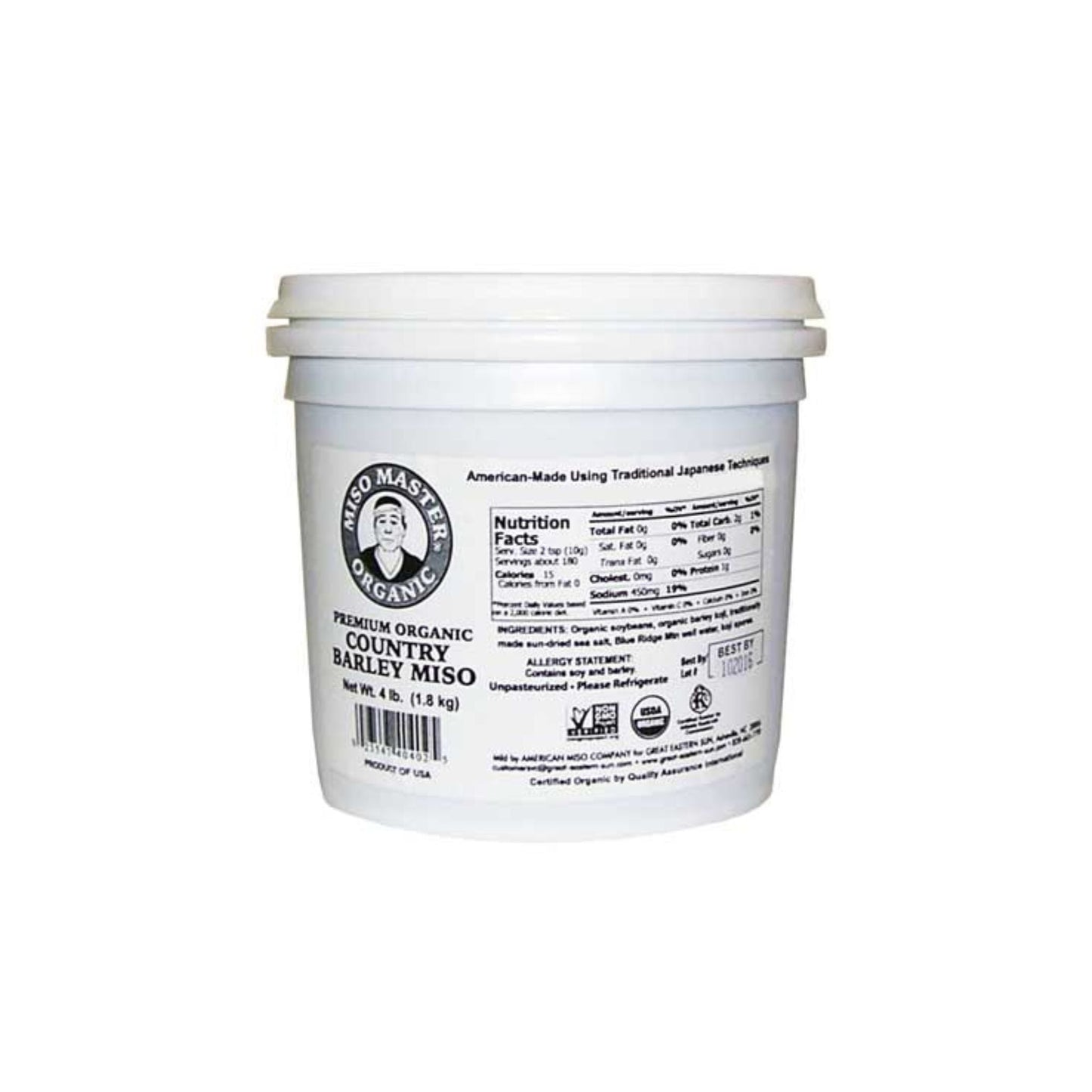 BARLEY MISO PASTE, USDA ORGANIC, KOSHER, VEGAN, NON GMO, PLASTIC NEUTRAL, MISO MASTER HANDCRAFTED MISO PASTE, WHOLESALE 4 lb 3 PACK