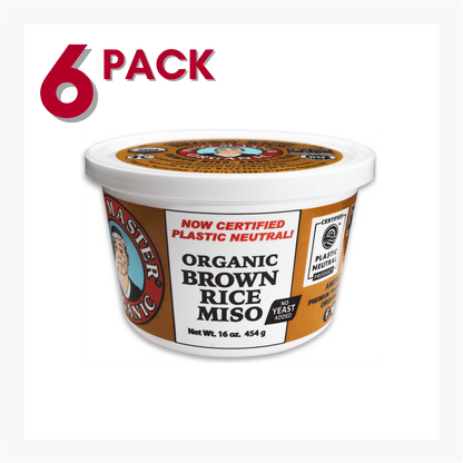 MISO, MISO PASTE, ORGANIC MISO, BROWN RICE MISO PASTE, USDA ORGANIC, KOSHER, VEGAN, NON GMO, NSF GLUTEN-FREE, PLASTIC NEUTRAL, MISO MASTER HANDCRAFTED MISO PASTE, WHOLESALE 16 OZ 6PACK