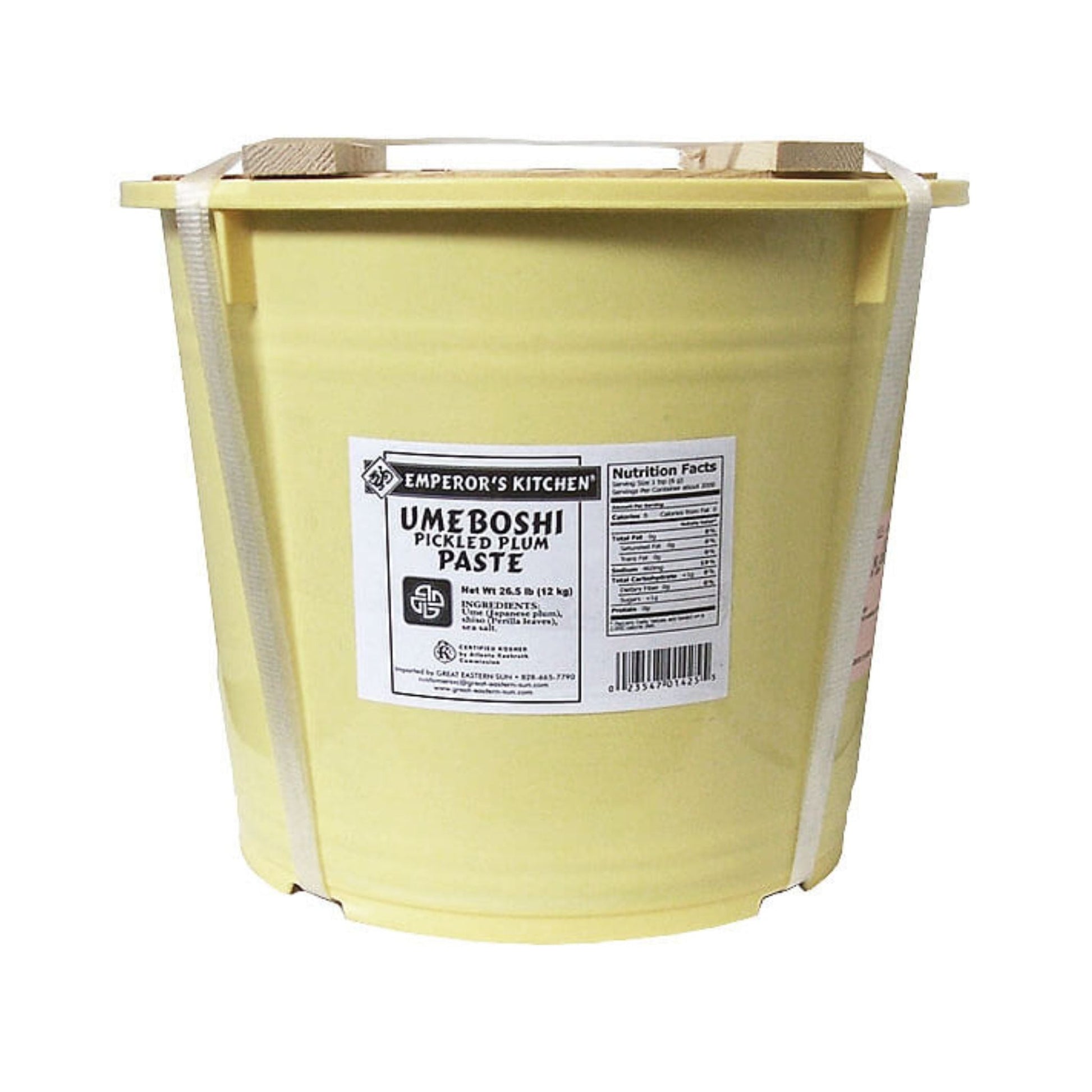 UMEBOSHI PICKLED PLUM PASTE, KOSHER, VEGAN, PLASTIC NEUTRAL, EMPERORS KITCHEN BRAND, WHOLESALE, 26.5 LB BUCKET