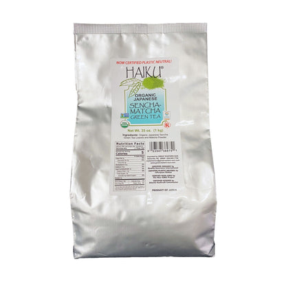 SENCHA MATCHA TEA, LOOSE TEA, USDA ORGANIC, KOSHER, NON-GMO, VEGAN, PLASTIC NEUTRAL, HAIKU ORGANIC JAPANESE TEAS BRAND, WHOLESALE, 35OZ BAG