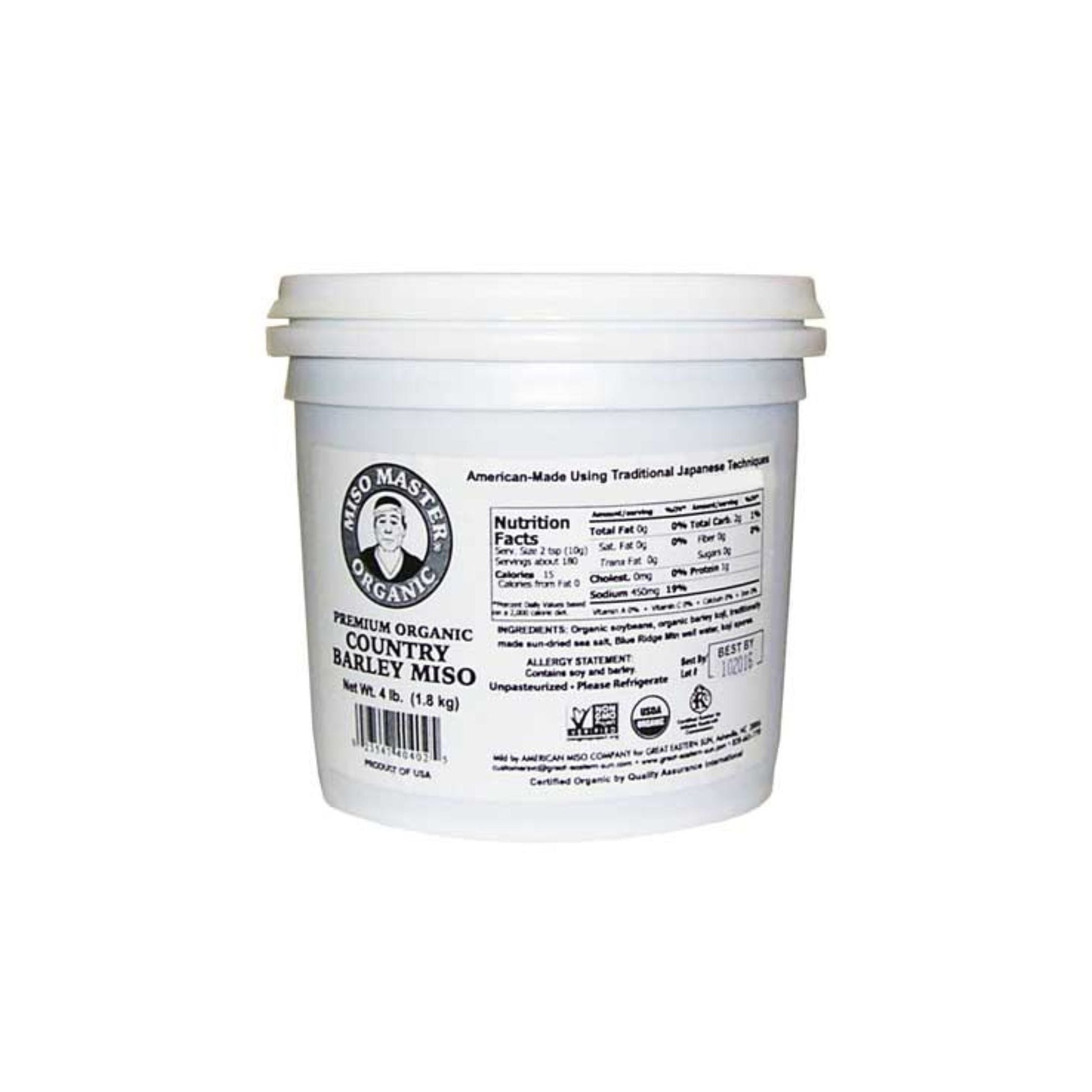 BARLEY MISO PASTE, USDA ORGANIC, KOSHER, VEGAN, NON GMO, PLASTIC NEUTRAL, MISO MASTER HANDCRAFTED MISO PASTE, WHOLESALE 4 lb 3 PACK