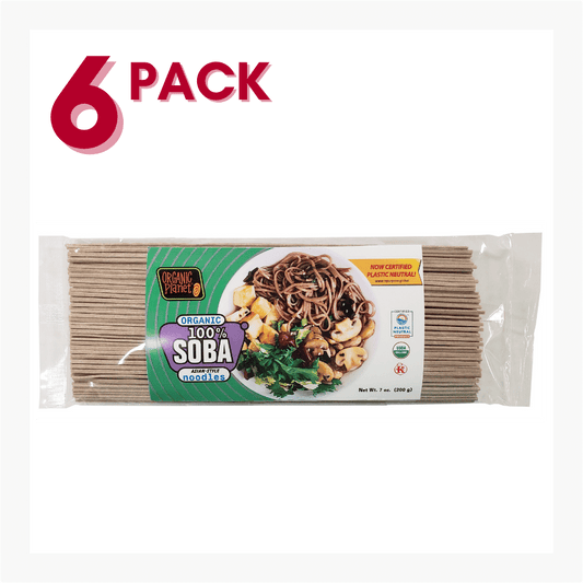 SOBA NOODLES_USDA ORGANIC_PURE BUCK WHEAT_KOSHER_VEGAN_PLASTIC NEUTRAL, ORGANIC PLANET ASIAN-STYLE NOODLES_WHOLESALE, 7OZ BAG-6PACK