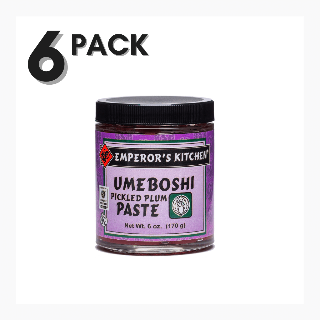 UMEBOSHI PICKLED PLUM PASTE, VEGAN, KOSHER, PLASTIC NEUTRAL,  EMPERORS KITCHEN, WHOLESALE 6 OZ JAR 6 PACK