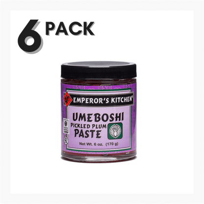 UMEBOSHI PICKLED PLUM PASTE, VEGAN, KOSHER, PLASTIC NEUTRAL,  EMPERORS KITCHEN, WHOLESALE 6 OZ JAR 6 PACK